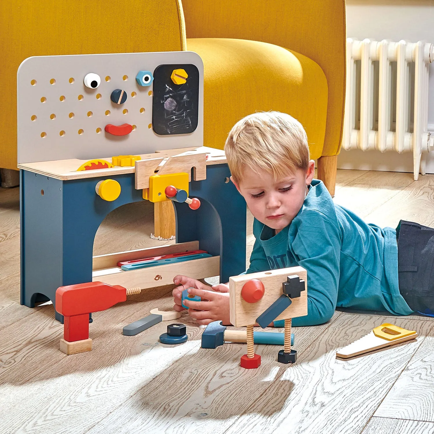 Wooden Table Top Work Bench & Tool Set