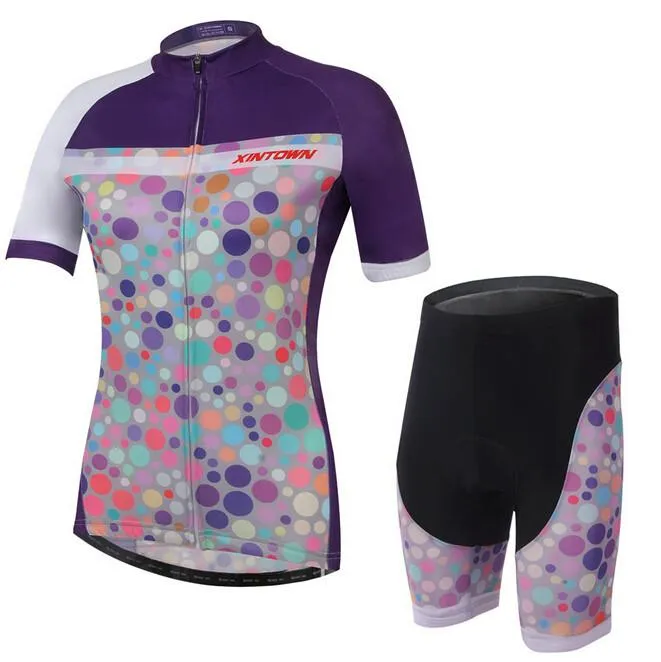 XINTOWN Colorful Dot Short Sleeve Cycling Jersey Set